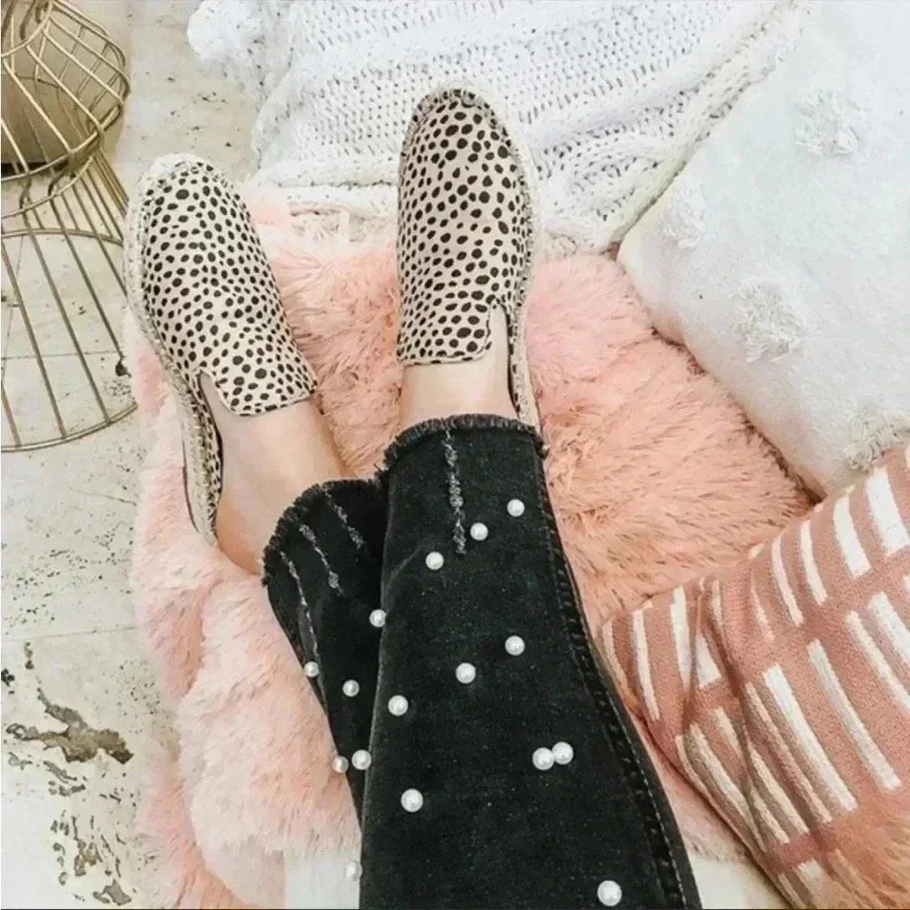 DV Dolce Vita Elaine Leopard Espadrille Slip on Mule size 7